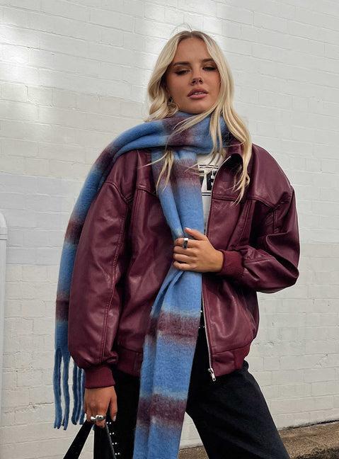 Goldsmith Faux Leather Bomber Jacket Burgundy Product Image