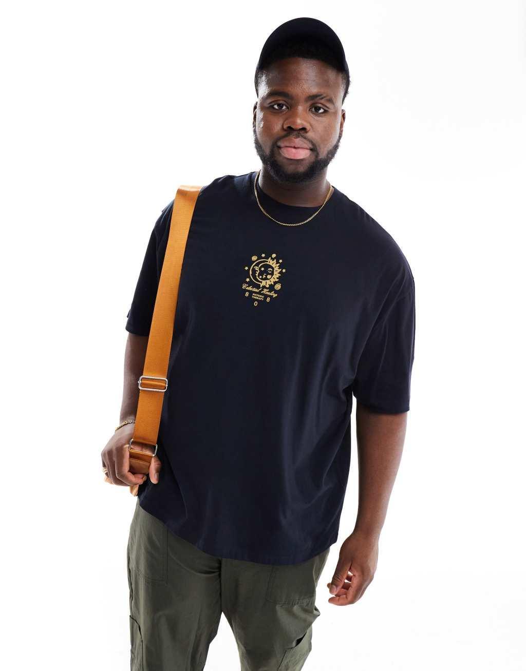ASOS DESIGN oversized t-shirt in black with celestial front print Product Image