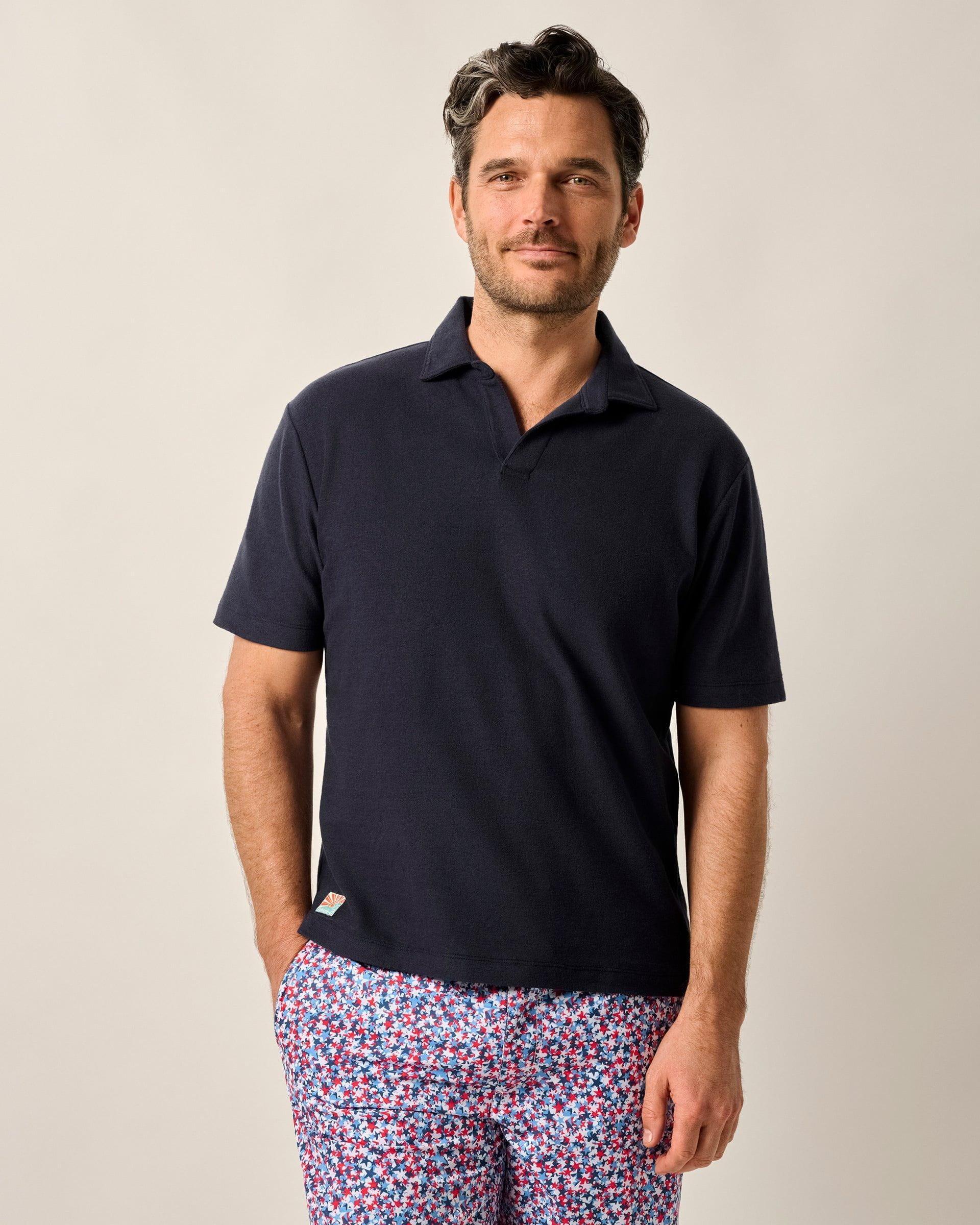 French Terry Johnny Collar Polo - Frankie Male Product Image