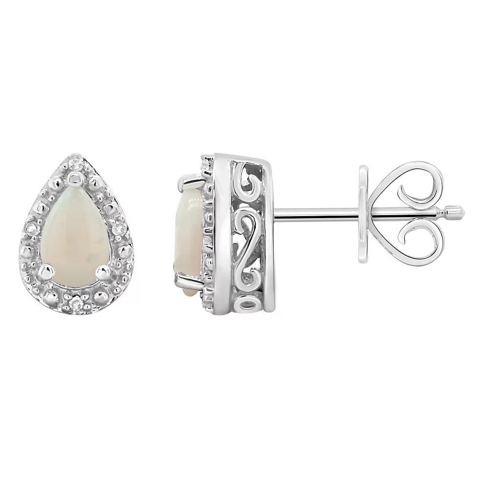 Celebration Gems Sterling Silver Pear Shaped Genuine Amethyst Diamond Accent Stud Earrings, Women's, Blue Topaz Product Image