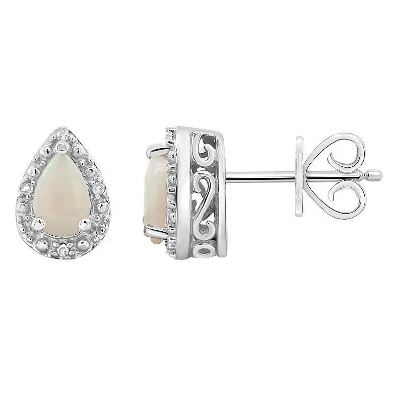 Celebration Gems Sterling Silver Pear Shaped Genuine Amethyst Diamond Accent Stud Earrings, Women's, Blue Topaz Product Image