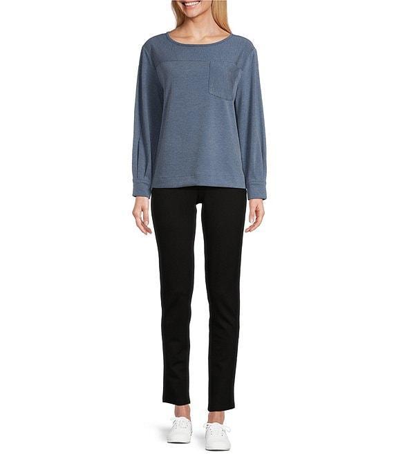 Westbound Long Sleeve Button Cuff Crew Neck Pocket Top Product Image