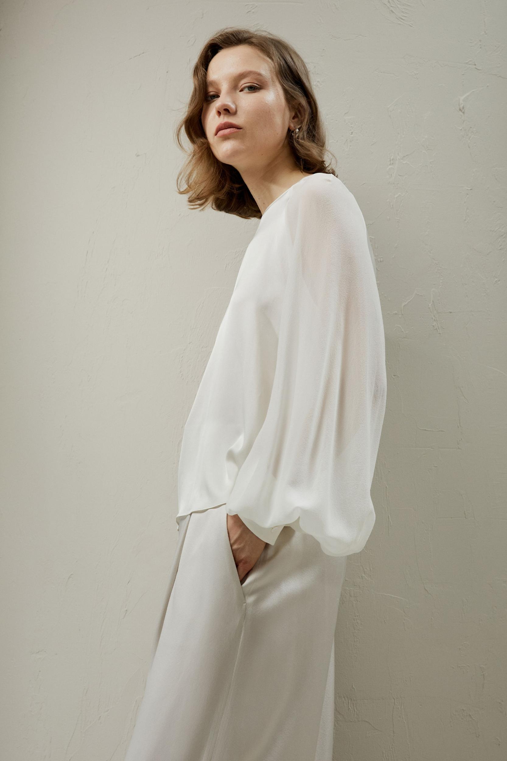 Silk Blouse with Raglan Sleeves Product Image
