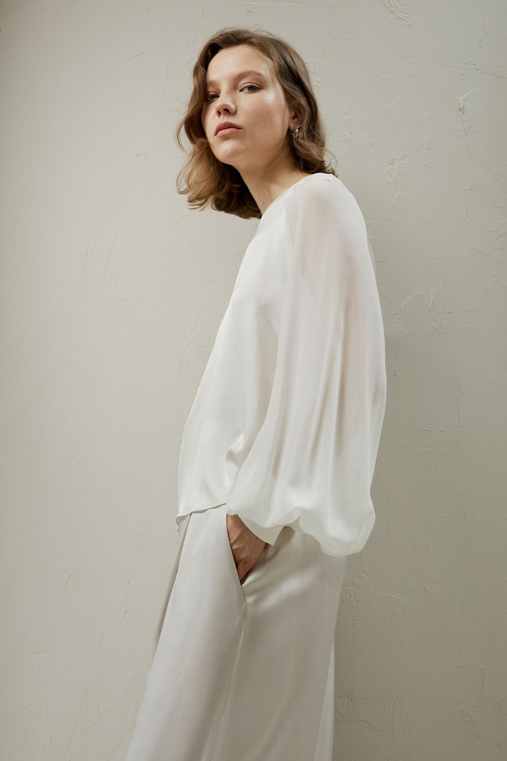 Silk Blouse with Raglan Sleeves Product Image