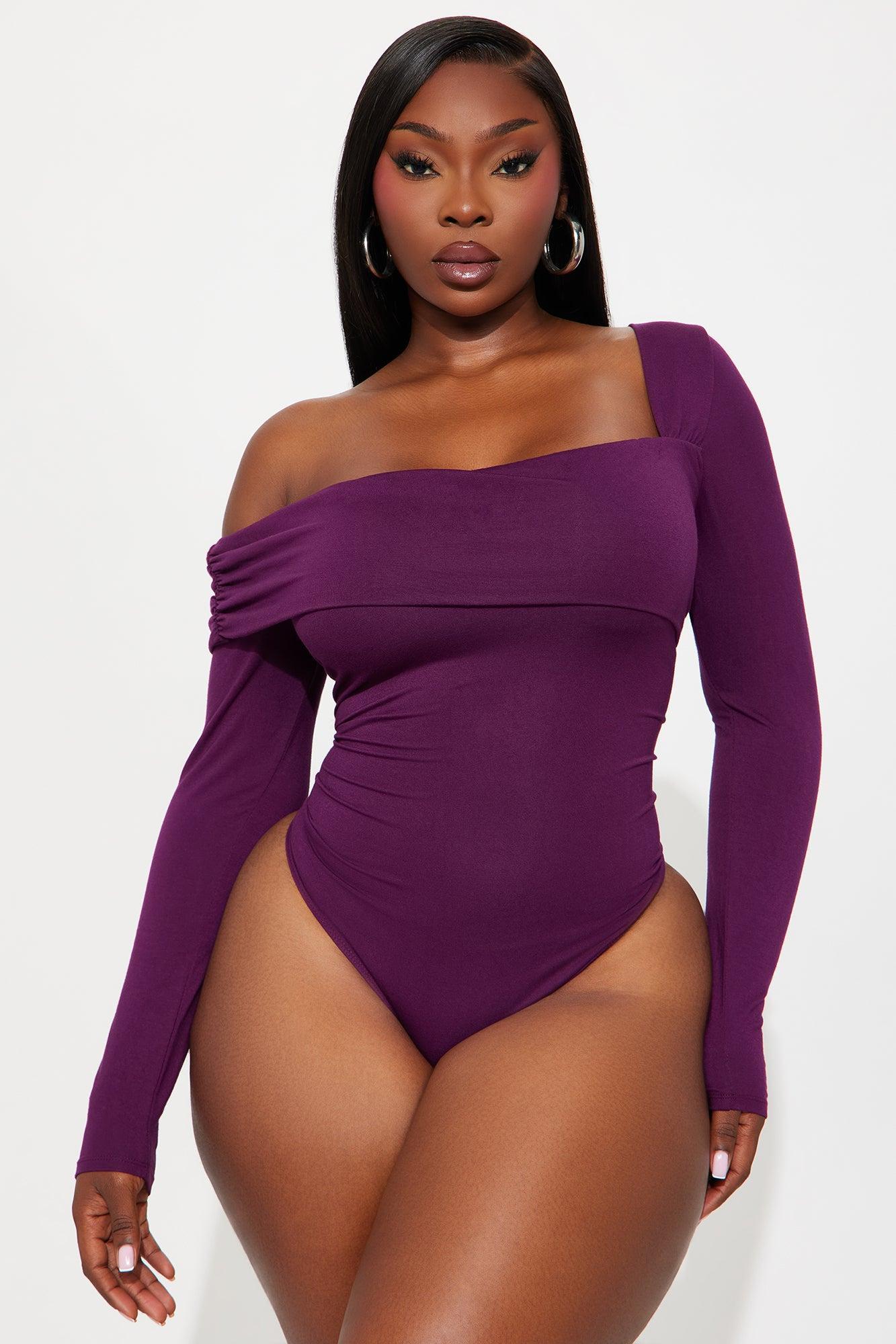 Gia One Shoulder Bodysuit - Plum Product Image