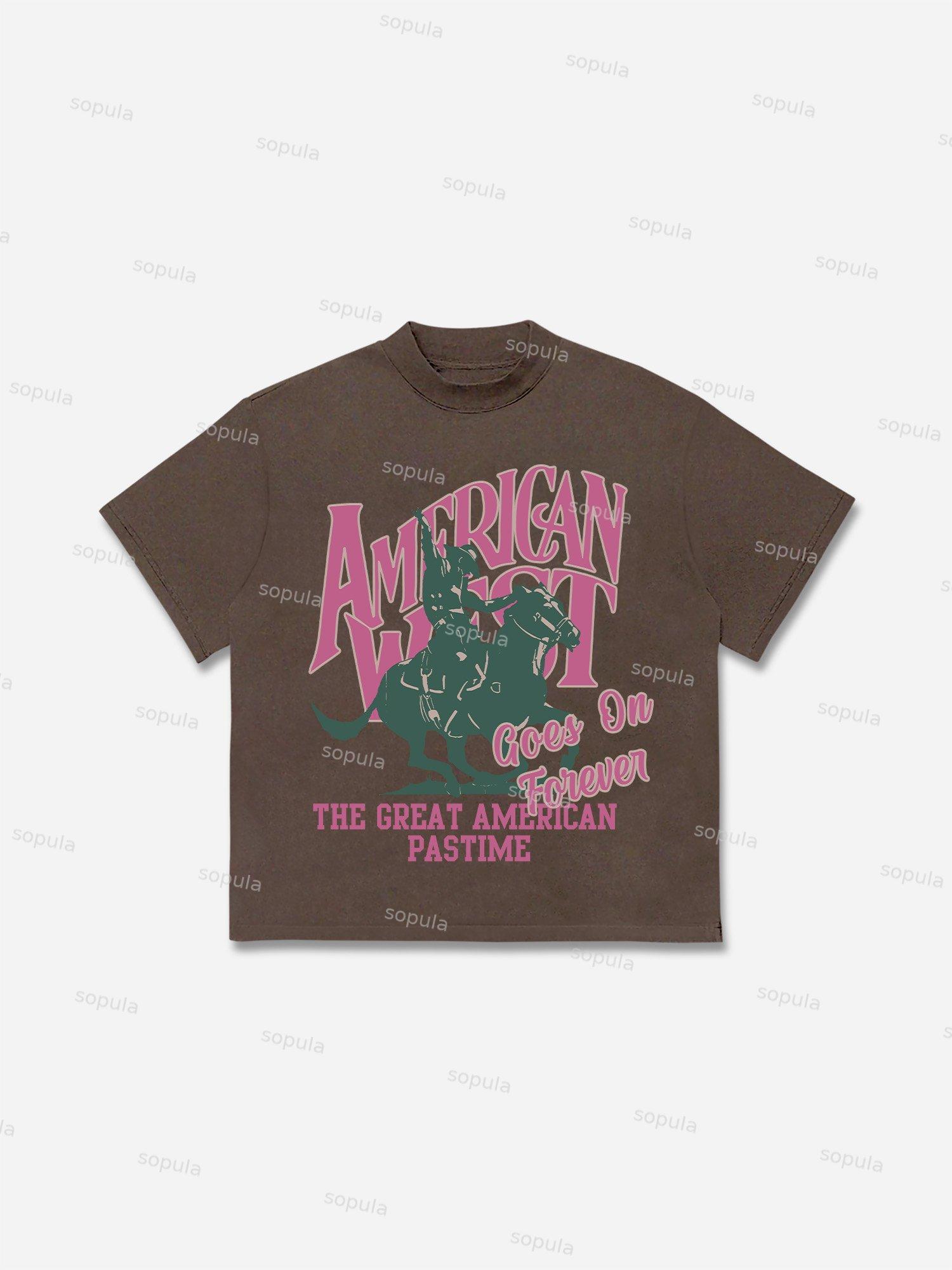 Vintage Western Cowboy Goes On Forever Graphic Cotton T-shirt Product Image
