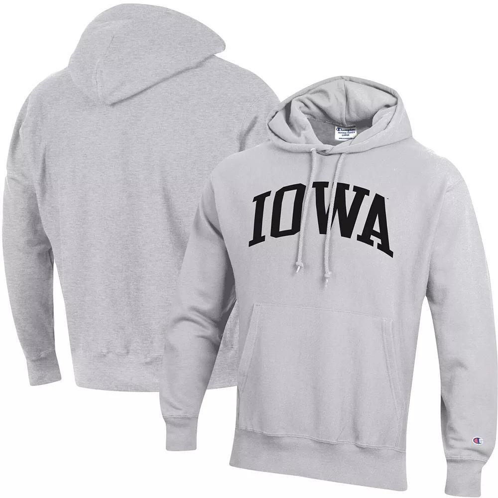 Men's Champion Heathered Gray Iowa Hawkeyes Team Arch Reverse Weave Pullover Hoodie, Size: Small, Grey Product Image