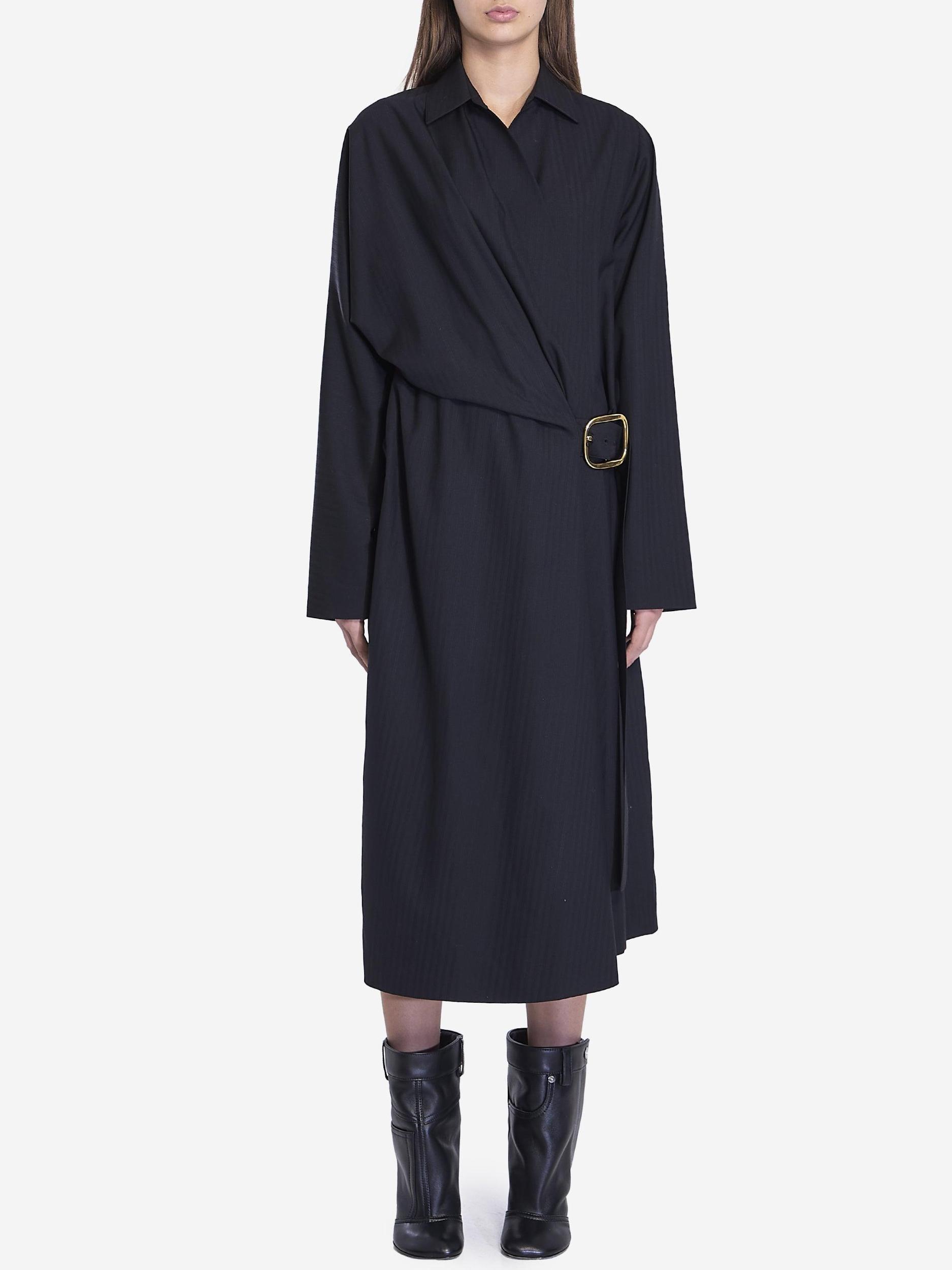 LOEWE Women Belted Wool Dress In Black Product Image