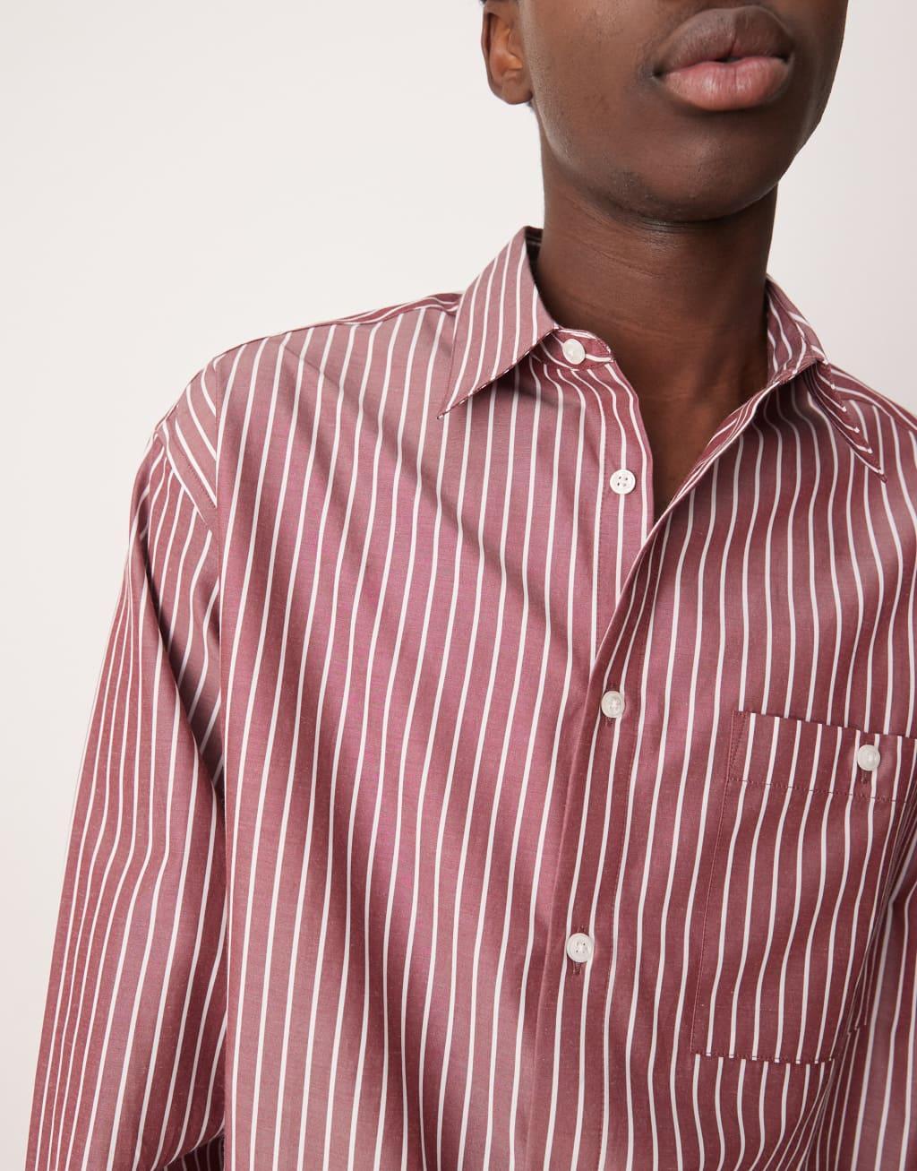 ASOS DESIGN oversize boxy shirt in burgundy stripe Product Image