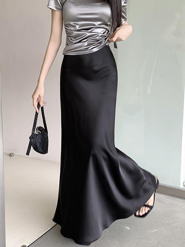 Mermaid Elasticity Solid Color Skirts Bottoms Product Image