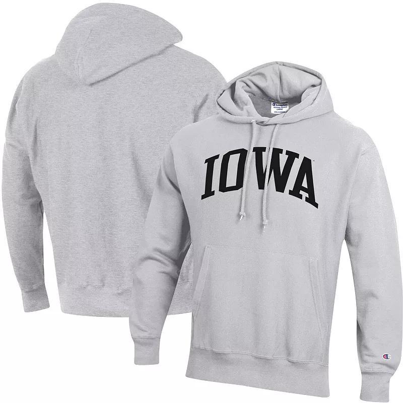 Men's Champion Heathered Gray Iowa Hawkeyes Team Arch Reverse Weave Pullover Hoodie, Size: Small, Grey Product Image