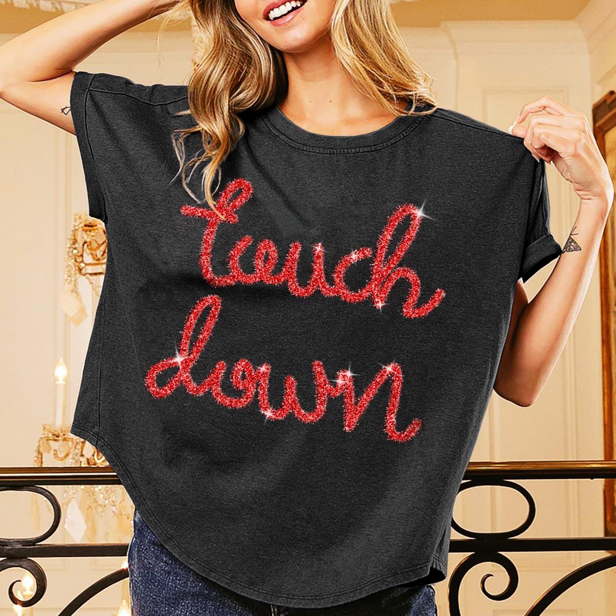 TOUCHDOWN METALLIC LETTER VINTAGE WASHED TOP Product Image