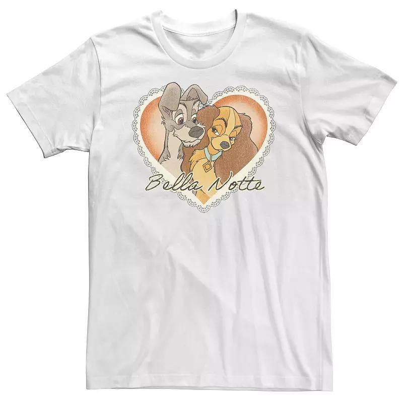 Big & Tall Disney Lady and the Tramp Vintage Valentine Tee, Men's, Size: XL Tall, White Product Image