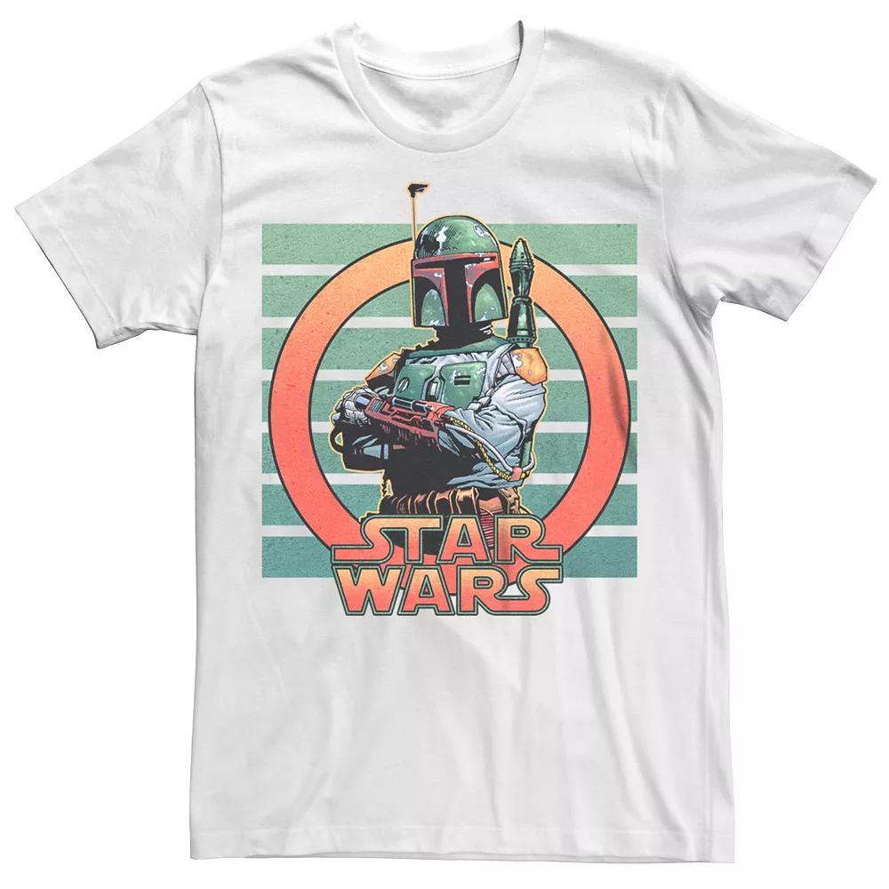 Mens Star Wars Empire Strikes Back Boba Fett Stripes Circle Portrait Graphic Tee Product Image