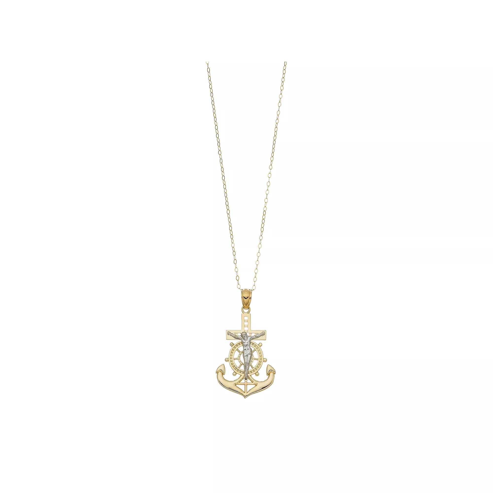 10k Gold Mariner Crucifix Pendant Necklace, Women's, Size: 18" Product Image