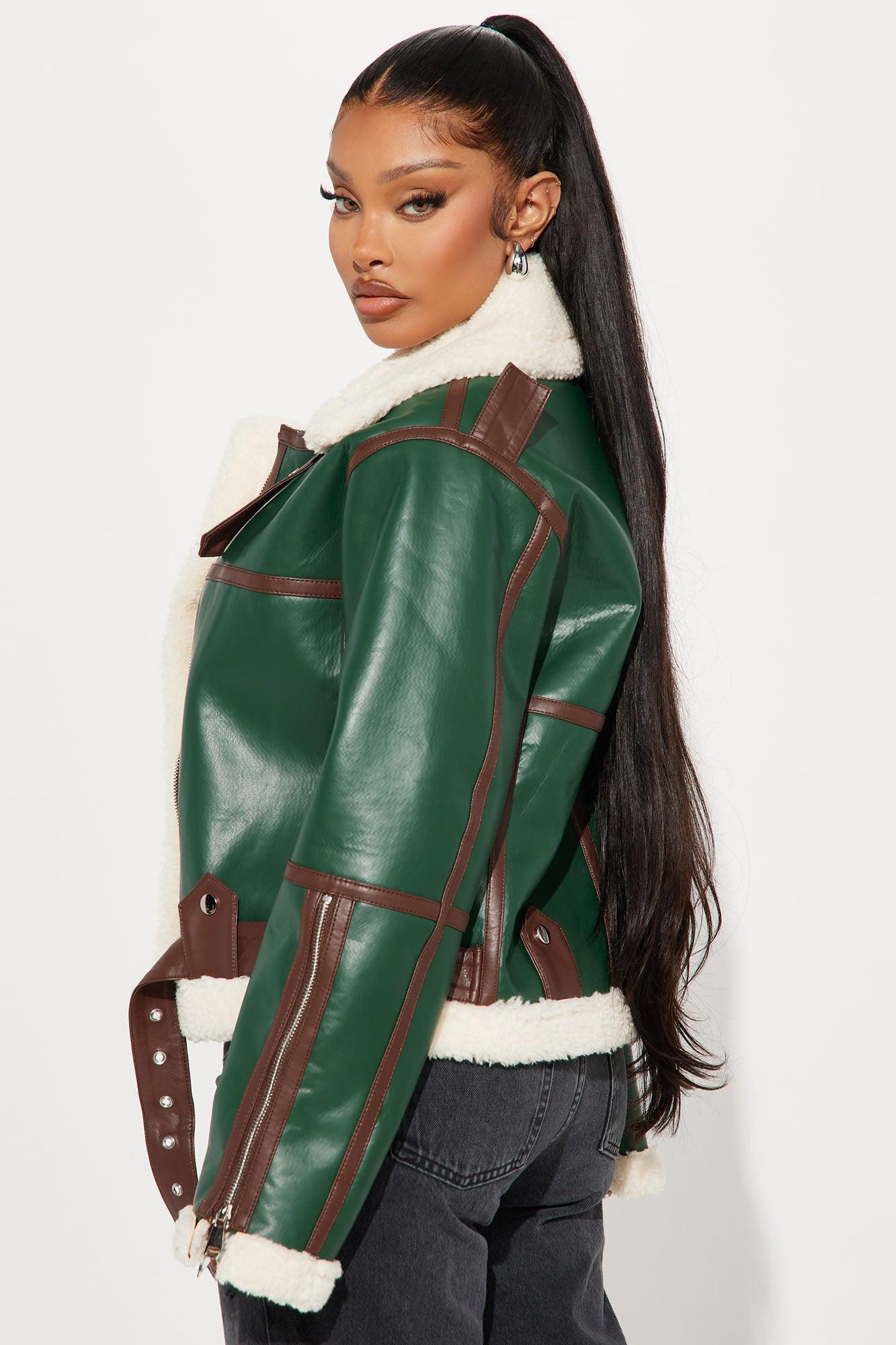 Call My Bluff Shearling Jacket - Hunter Product Image