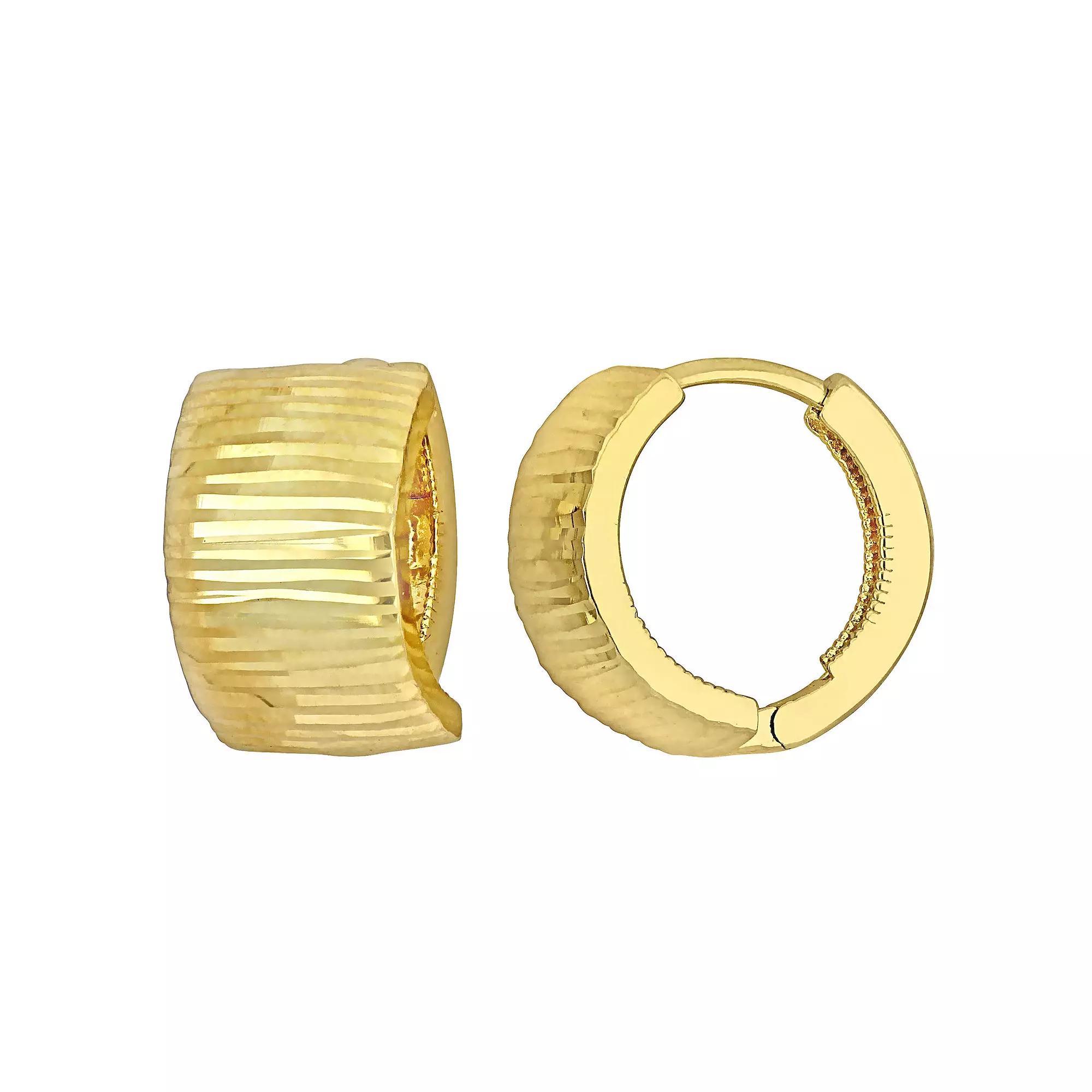 Stella Grace 14k Gold Ribbed Huggie Earrings, Womens Product Image