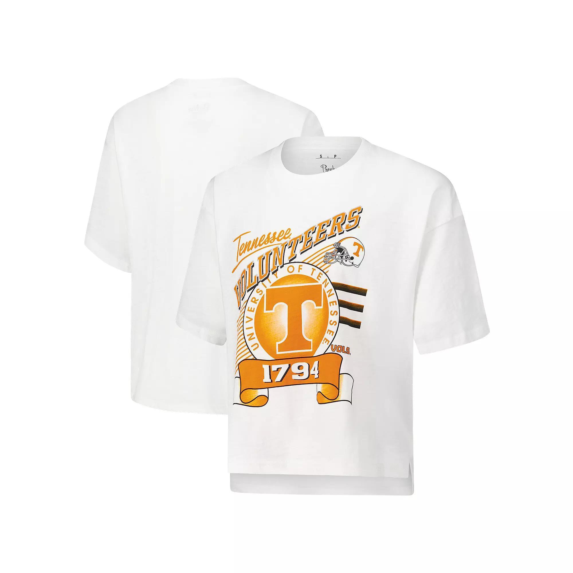 Women's Pressbox White Tennessee Volunteers Rock & Roll Slub��T-Shirt, Size: 2XL Product Image