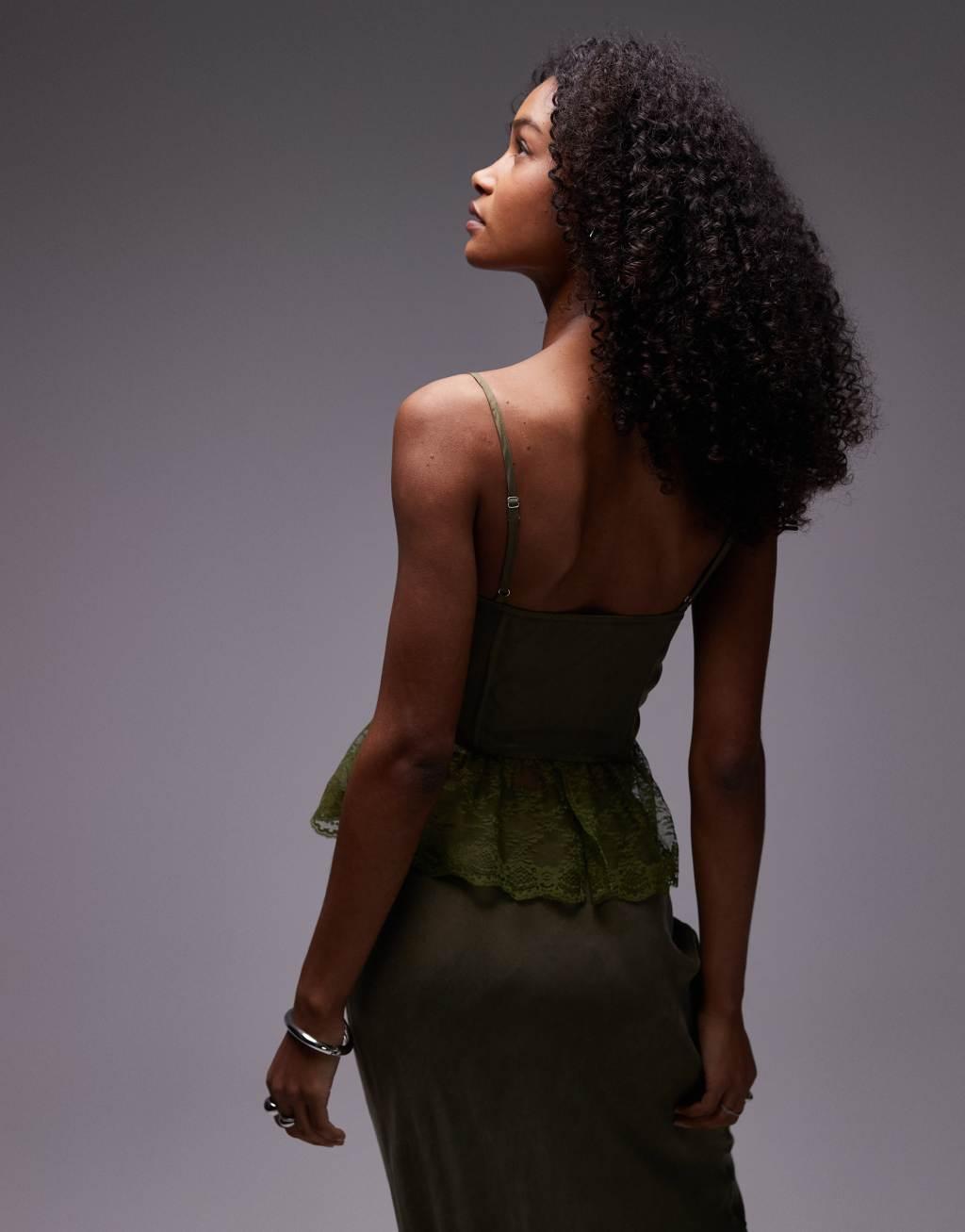 VRG GRL Rhapsody cami top in green - part of a set Product Image