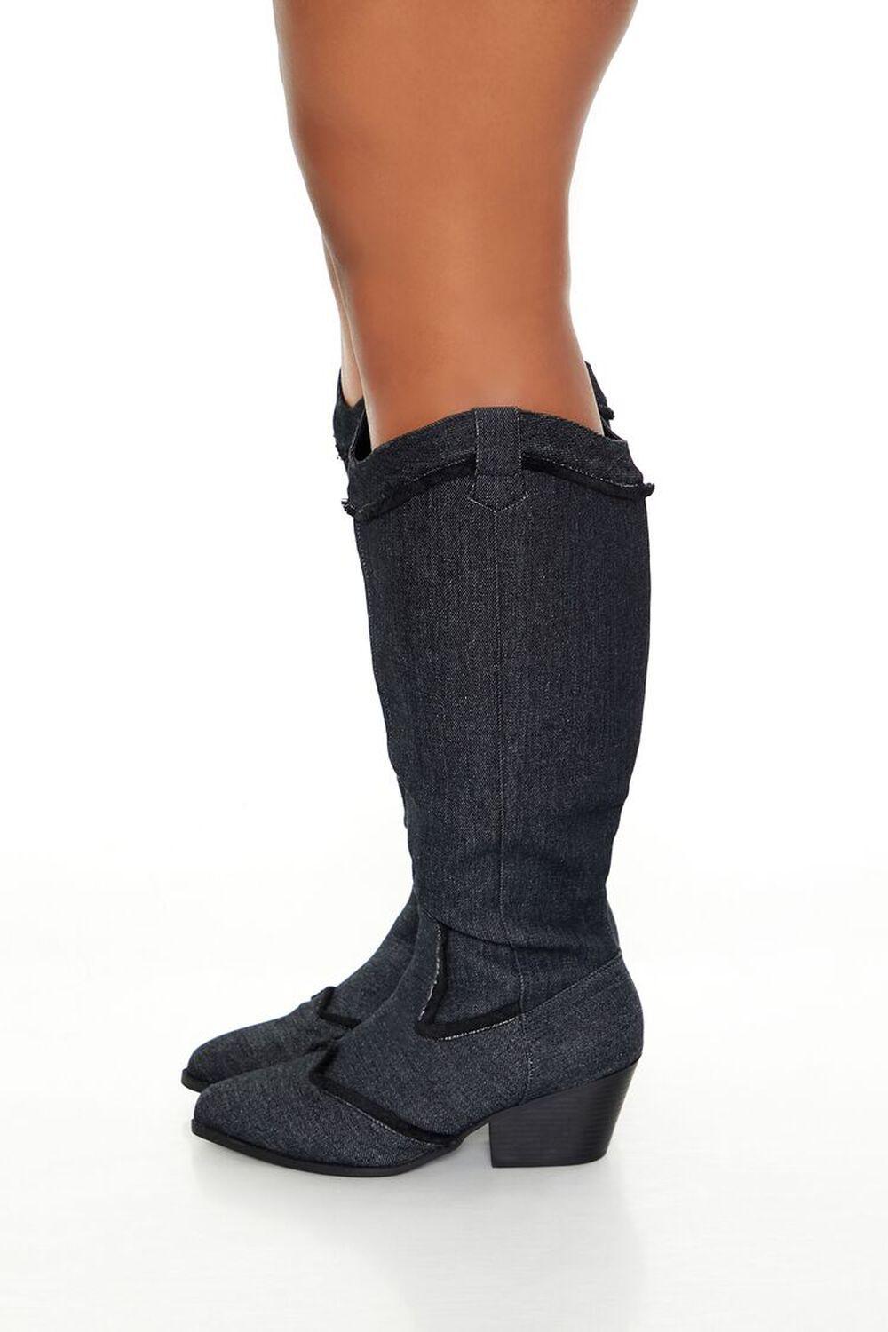 Denim Block Boots (Wide) | Forever 21 Product Image
