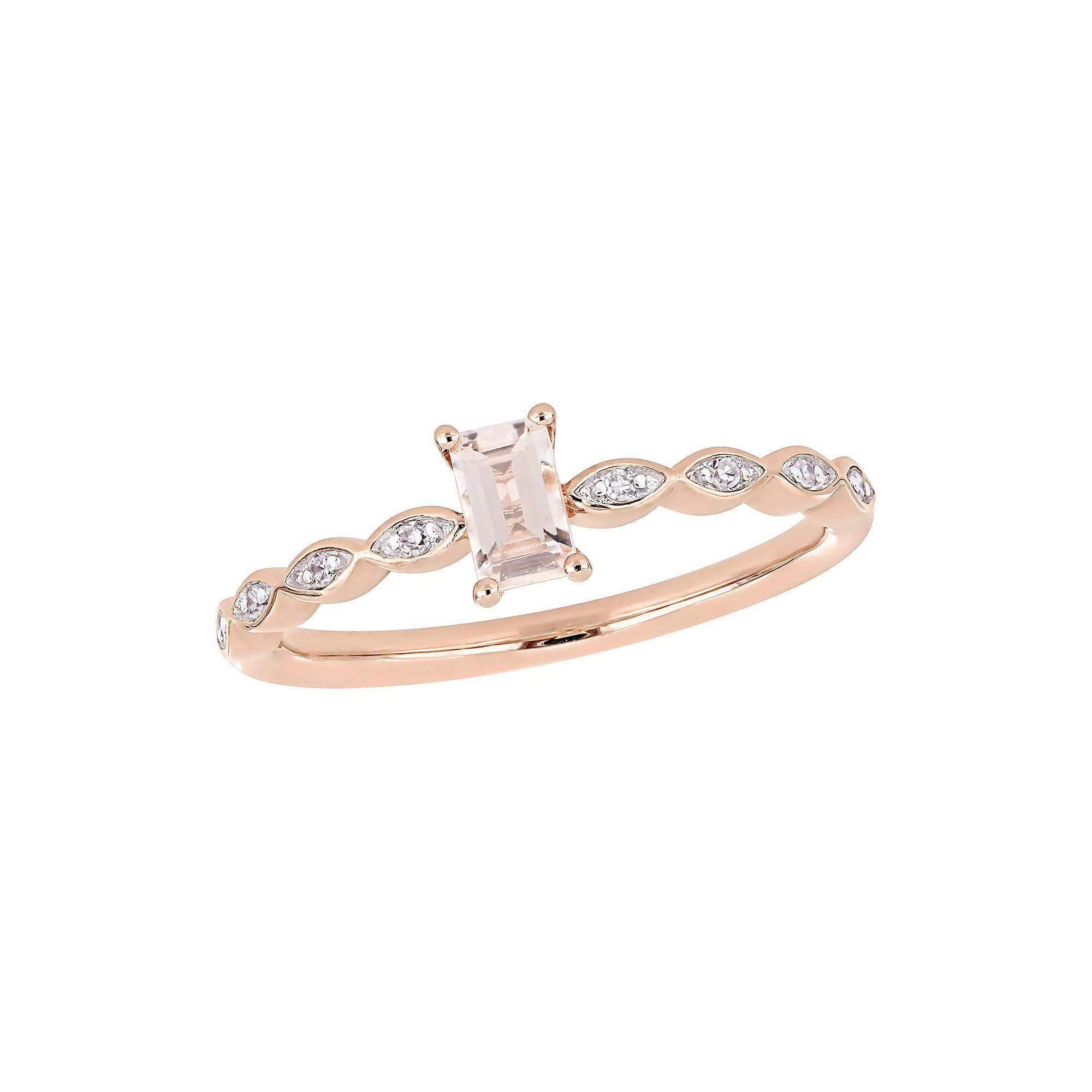 Stella Grace 10k Rose Gold Morganite & Diamond Accent Ring, Women's, Size: 8, 10k Pink Product Image
