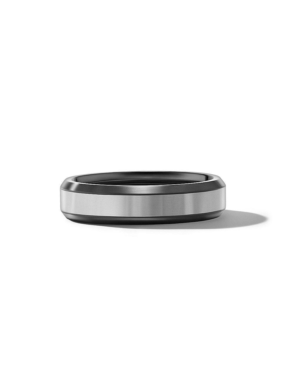 David Yurman Mens Gray & Black Titanium Beveled Band Product Image