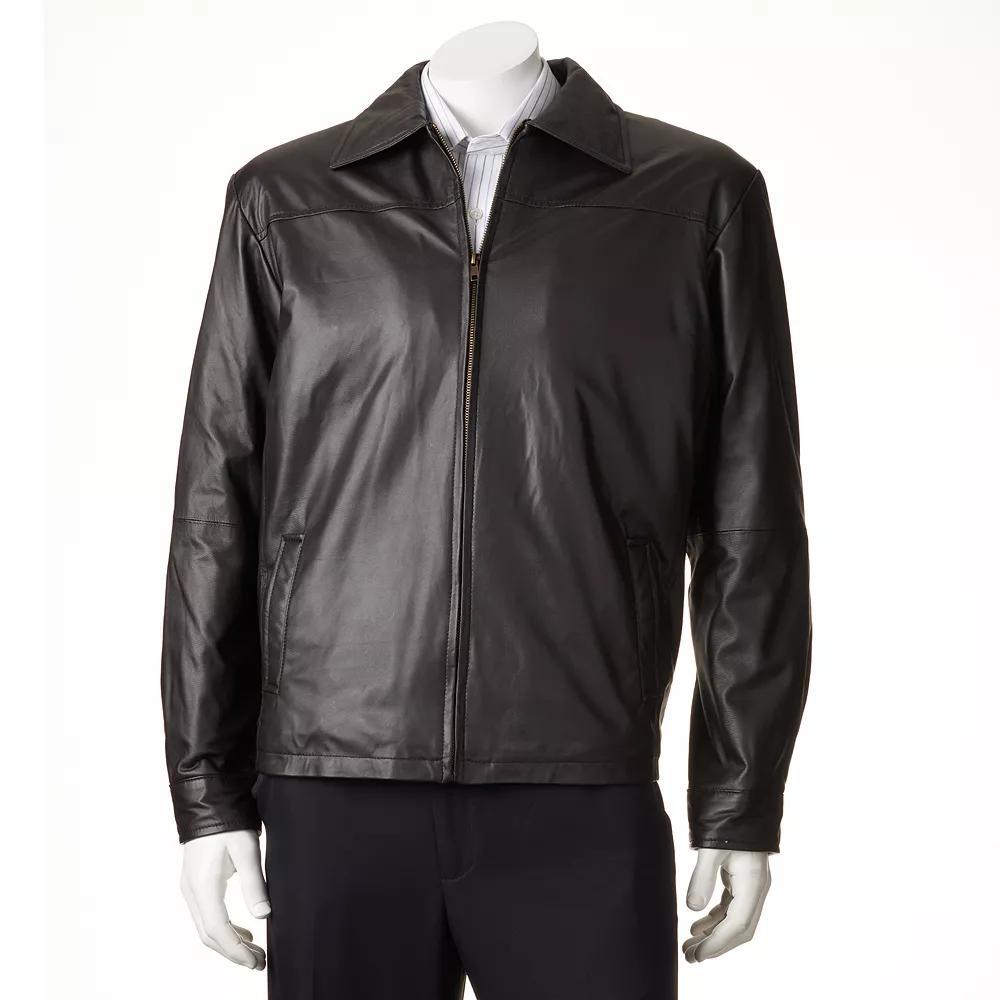 Men's Excelled New Zealand Lamb Leather Open-Bottom Jacket, Size: Medium, Black Product Image