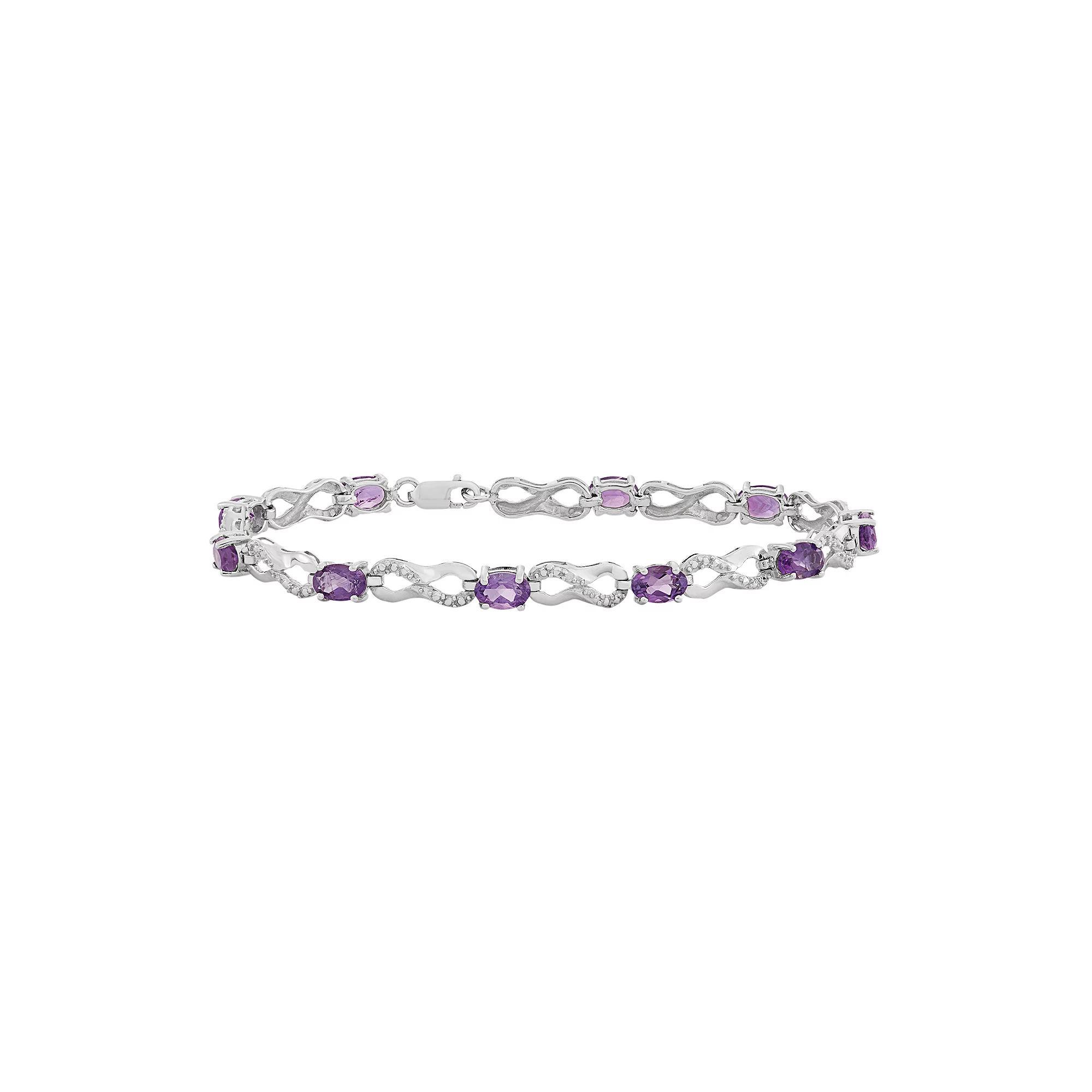 Jewelexcess Amethyst & Diamond Accent Sterling Silver Infinity Link Bracelet, Women's, Size: 7.5", Purple Product Image