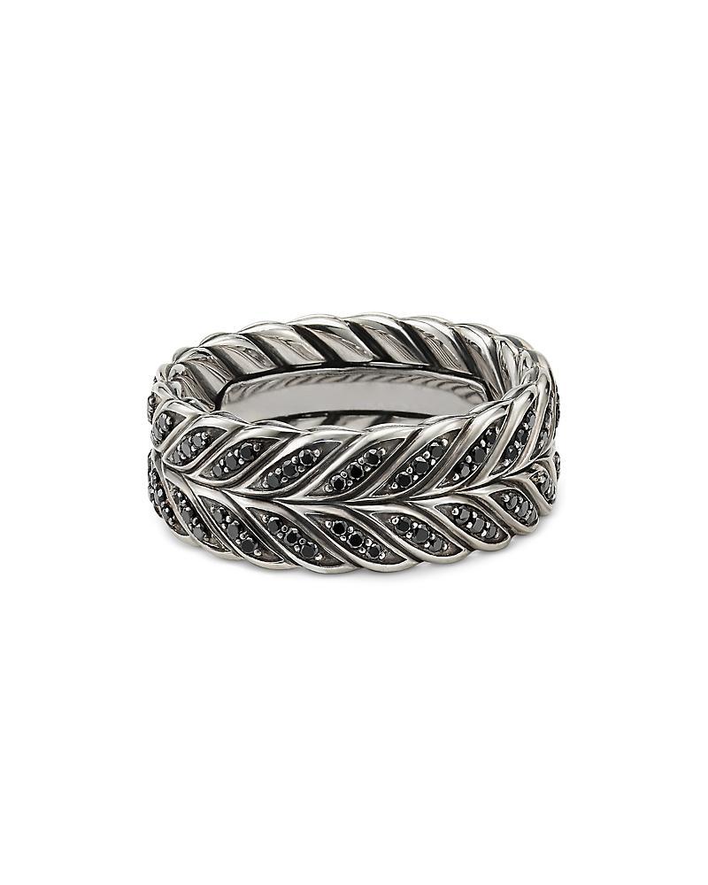 Mens Chevron Pav Band Ring in Sterling Silver Product Image