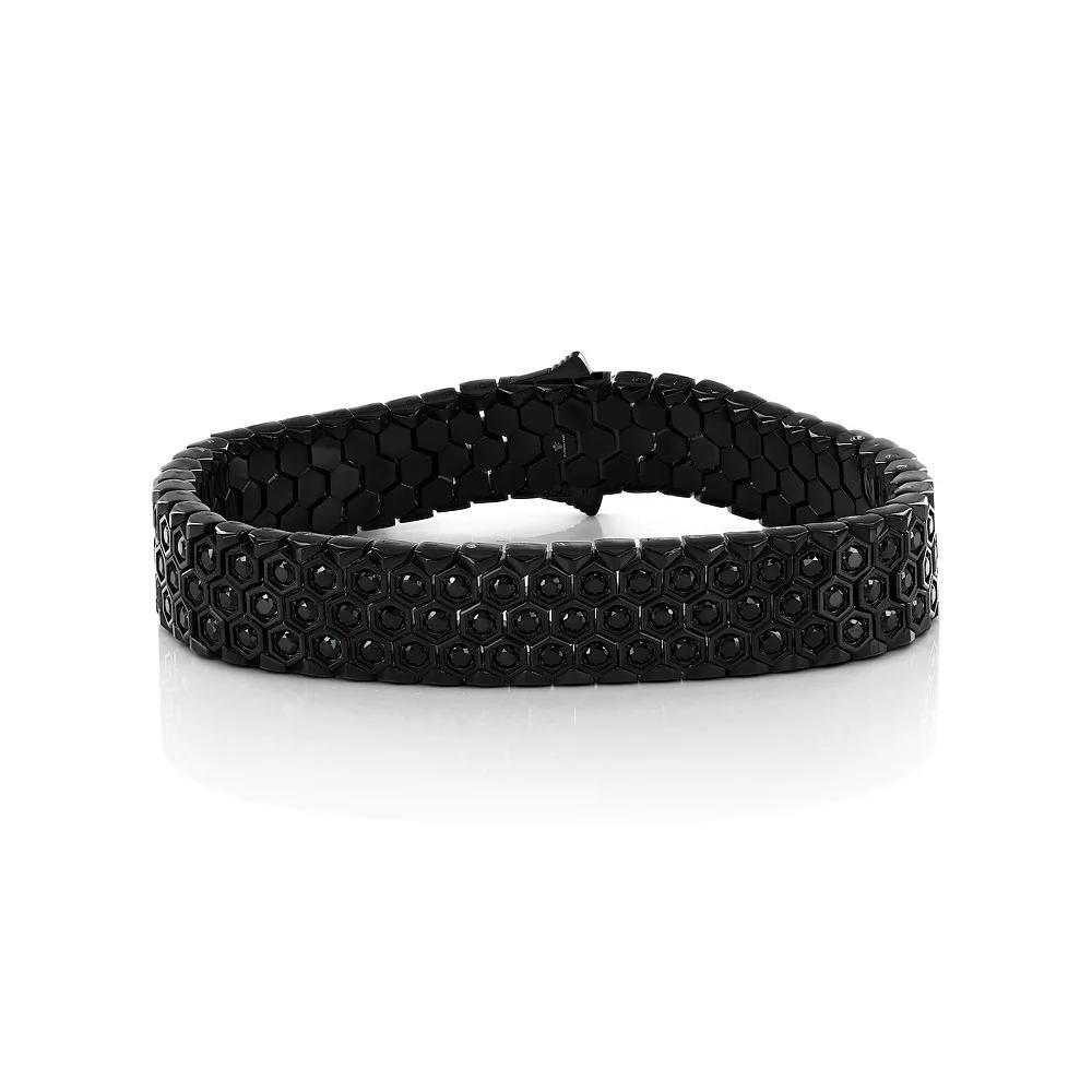 Men's Metallo Stainless Steel Cubic Zirconia Honeycomb Bracelet, Size: 8.5", Black Product Image