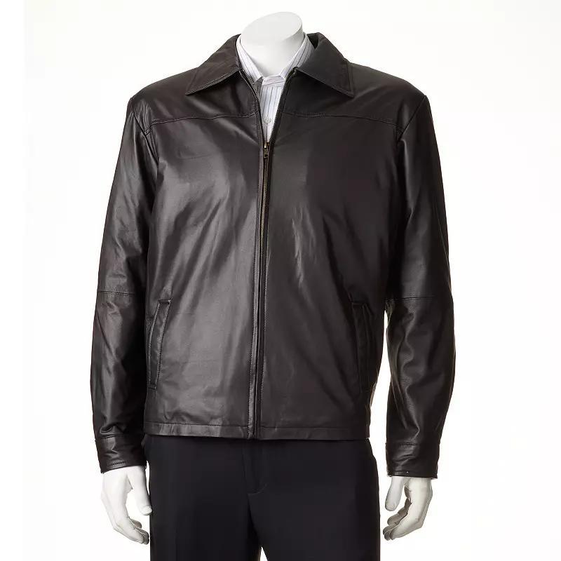 Men's Excelled New Zealand Lamb Leather Open-Bottom Jacket, Size: Medium, Black Product Image