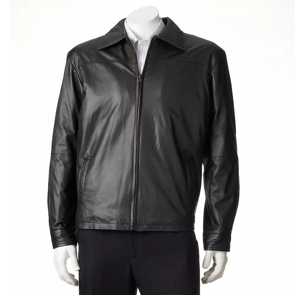 Men's Excelled New Zealand Lamb Leather Open-Bottom Jacket, Size: Medium, Black Product Image