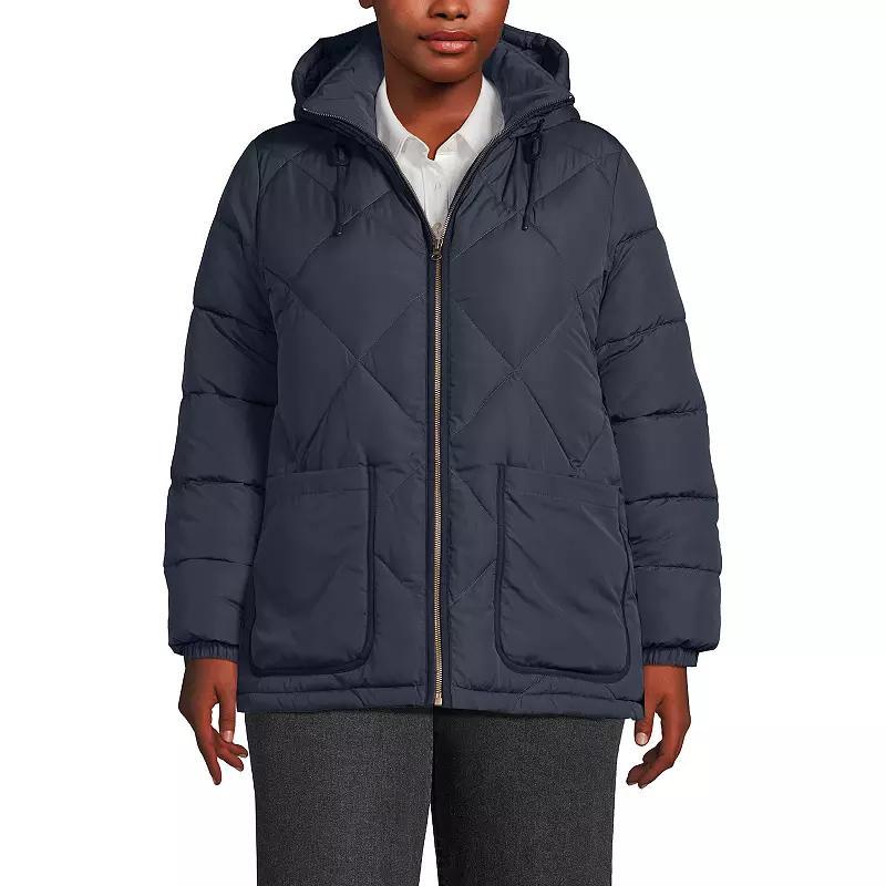 Plus Lands' End FeatherFree Insulated Hooded Quilted Jacket, Women's, Size: 3XL, Dark Auburn Brown Product Image
