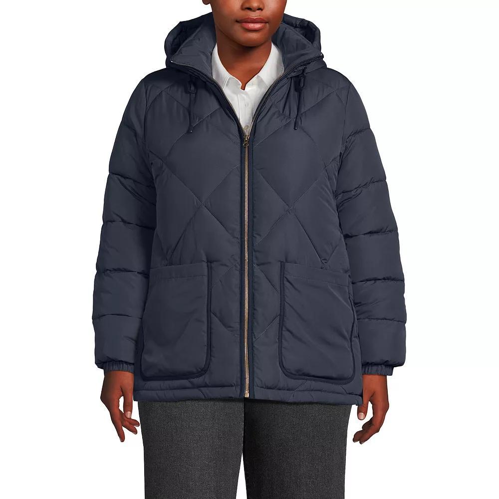 Plus Lands' End FeatherFree Insulated Hooded Quilted Jacket, Women's, Size: 3XL, Dark Auburn Brown Product Image