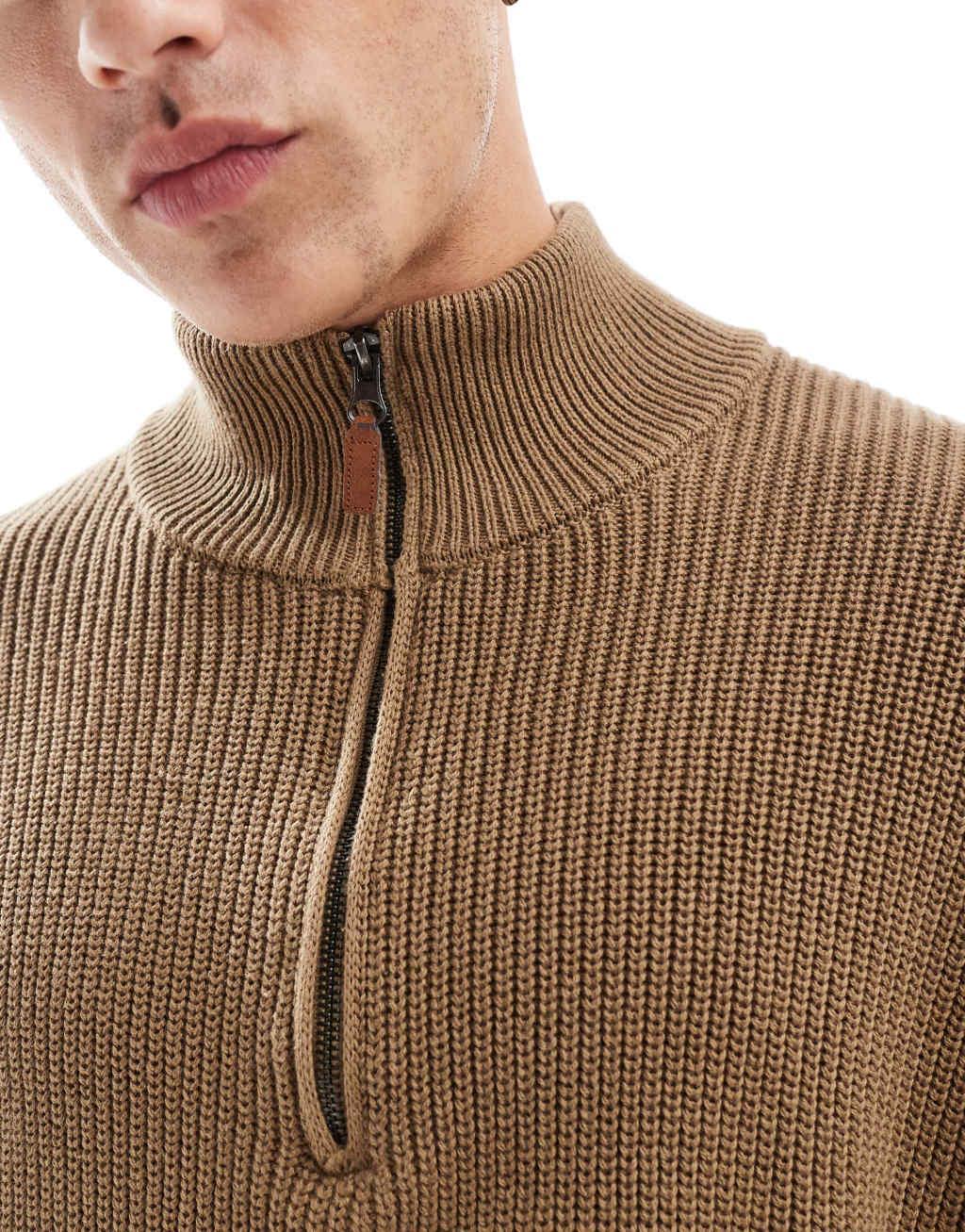 Cotton On knitted long sleeve polo top in tan Product Image
