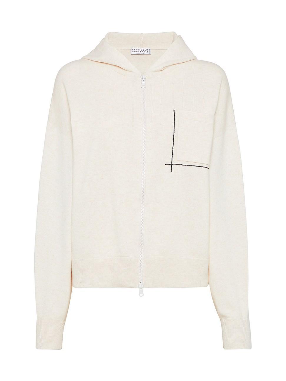 Womens Virgin Wool Cashmere and Silk Hooded Cardigan Product Image