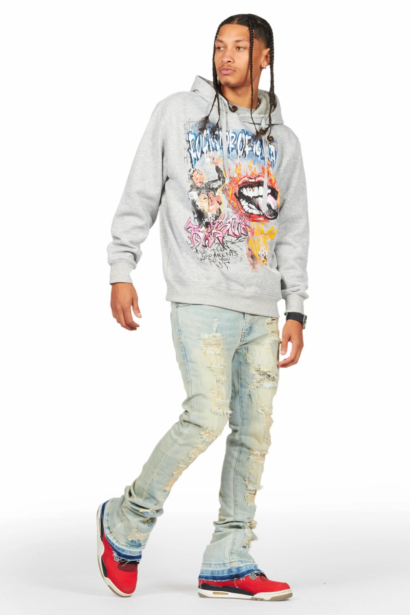 Holibert Light Blue Stacked Flare Jean Male Product Image