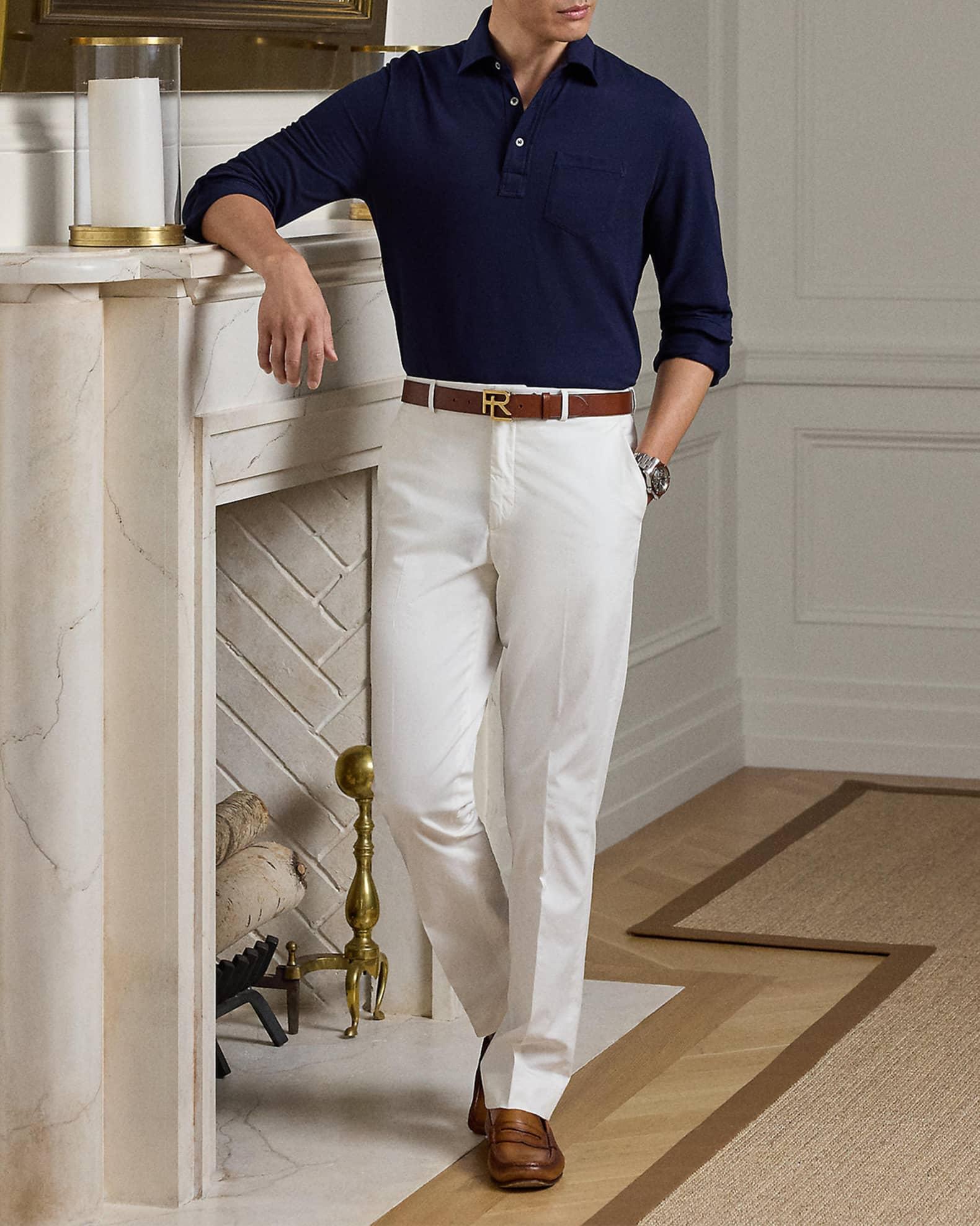 Men's Cotton and Cashmere Long-Sleeve Polo Shirt Product Image