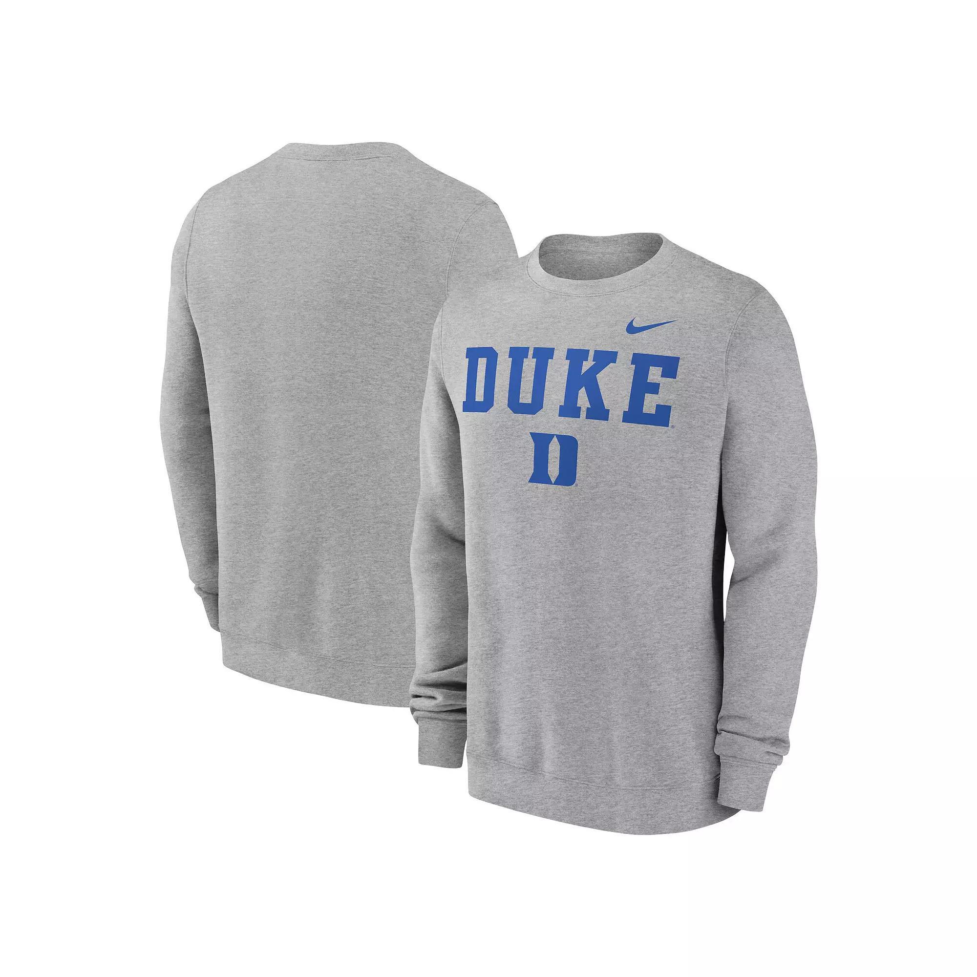 Men's Nike Heather Gray Duke Blue Devils Primetime Primary Stack Pullover Sweatshirt, Size: 2XL, Grey Product Image