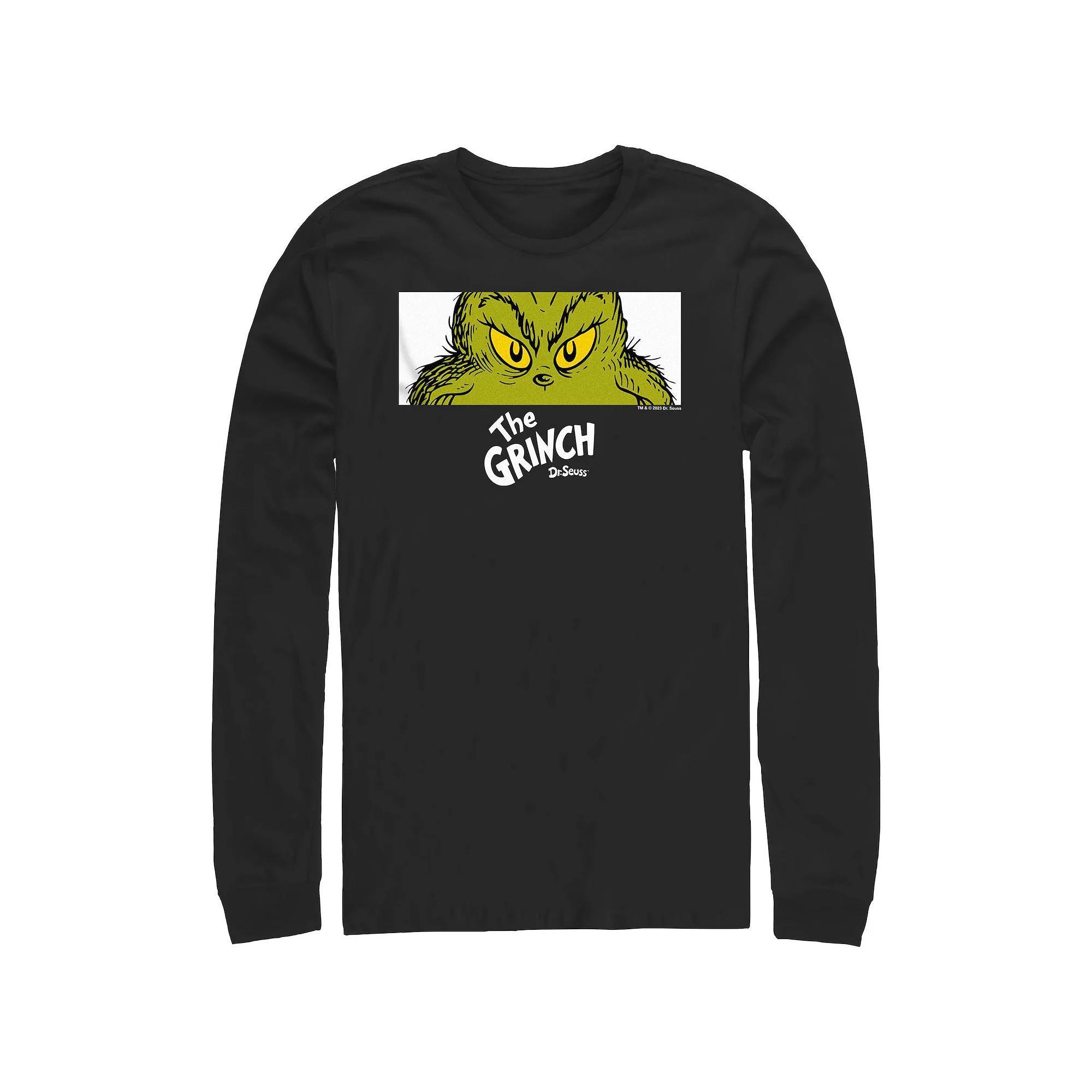Big & Tall Dr. Seuss Grinch Naughty Eyes Long Sleeve Graphic Tee, Men's, Size: Medium, Black Product Image