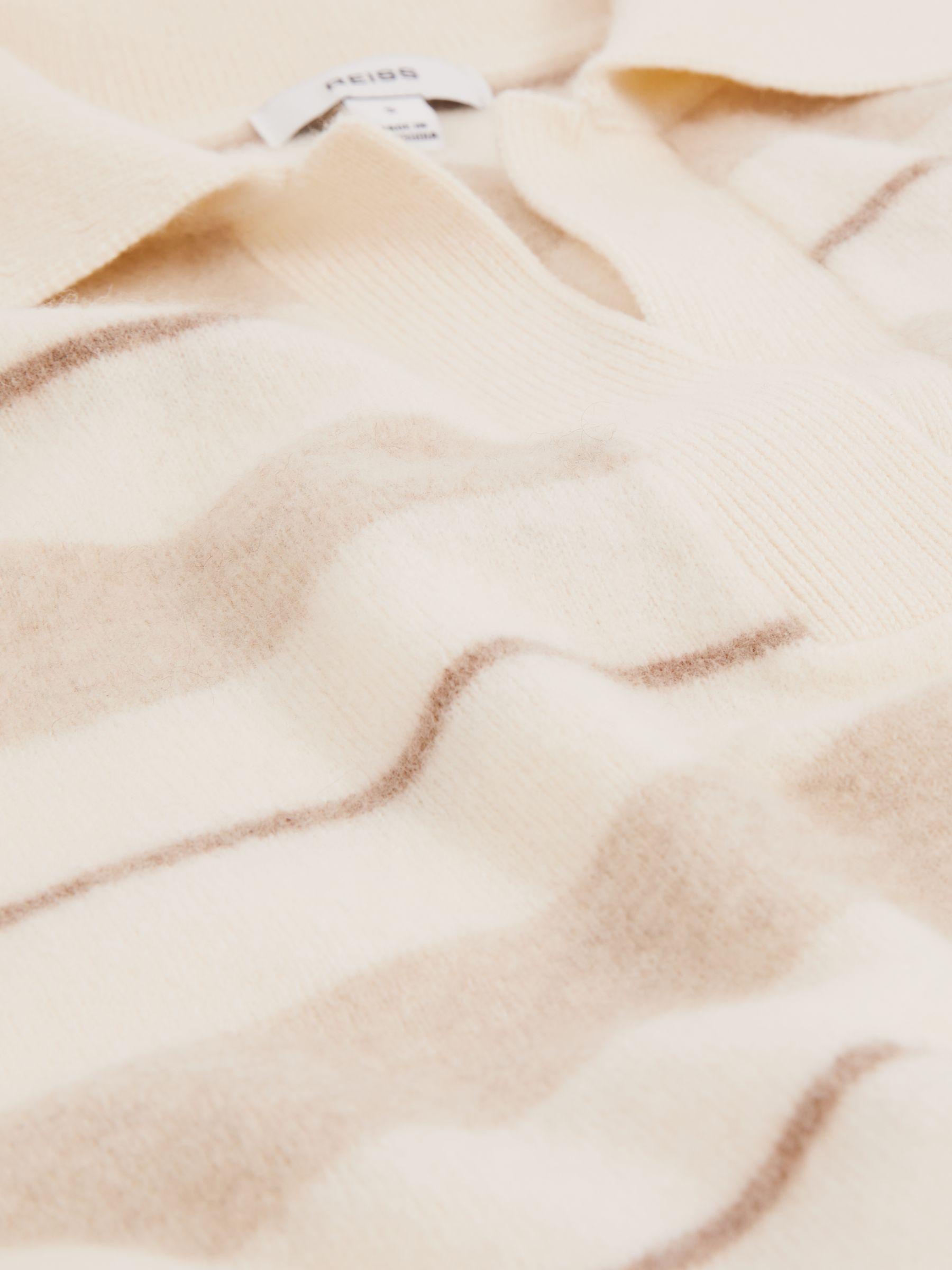 Wool-Cashmere Stripe Open-Collar Jumper in Neutral Product Image