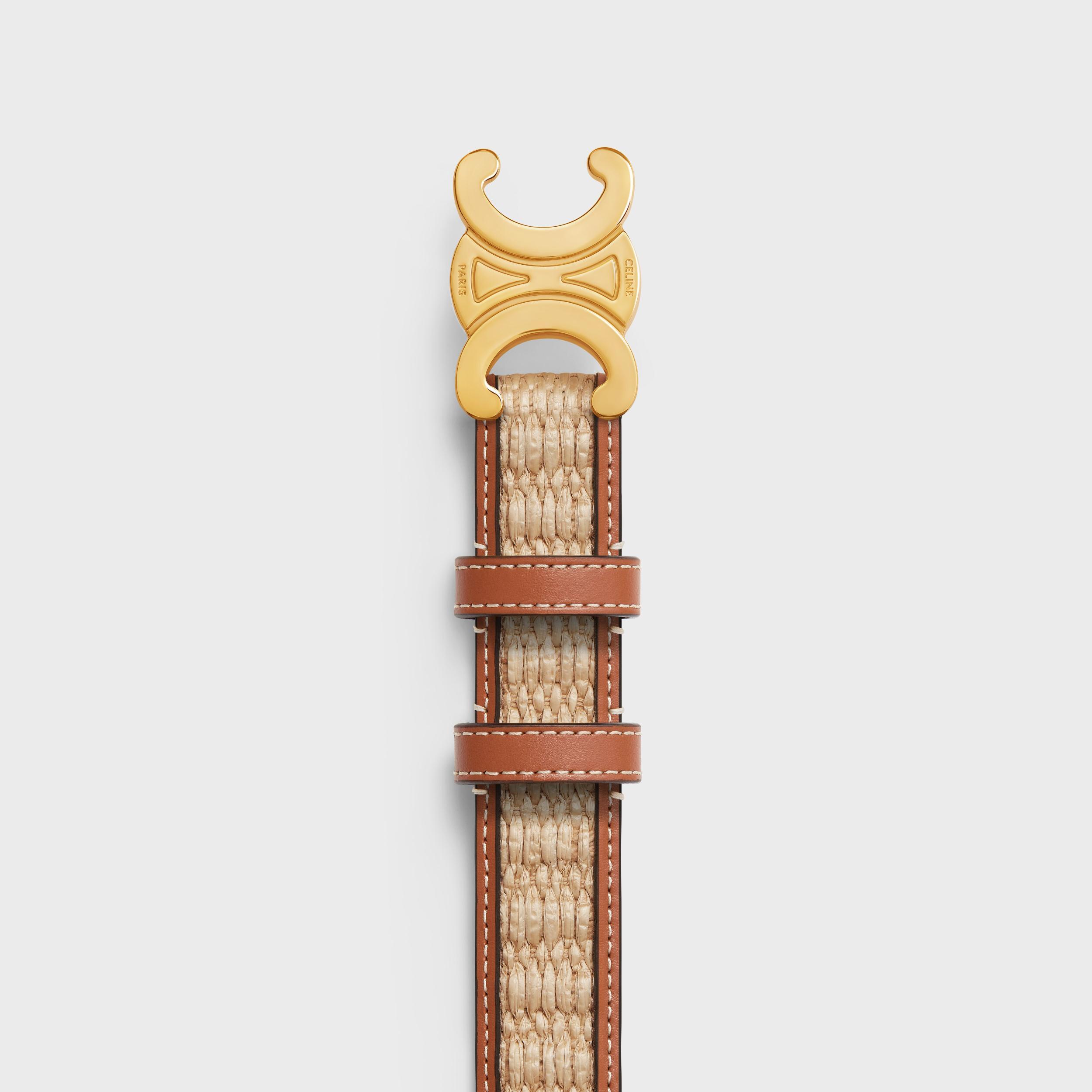 MEDIUM TRIOMPHE BELT in Textile WITH RAFFIA EFFECT and Calfskin Product Image