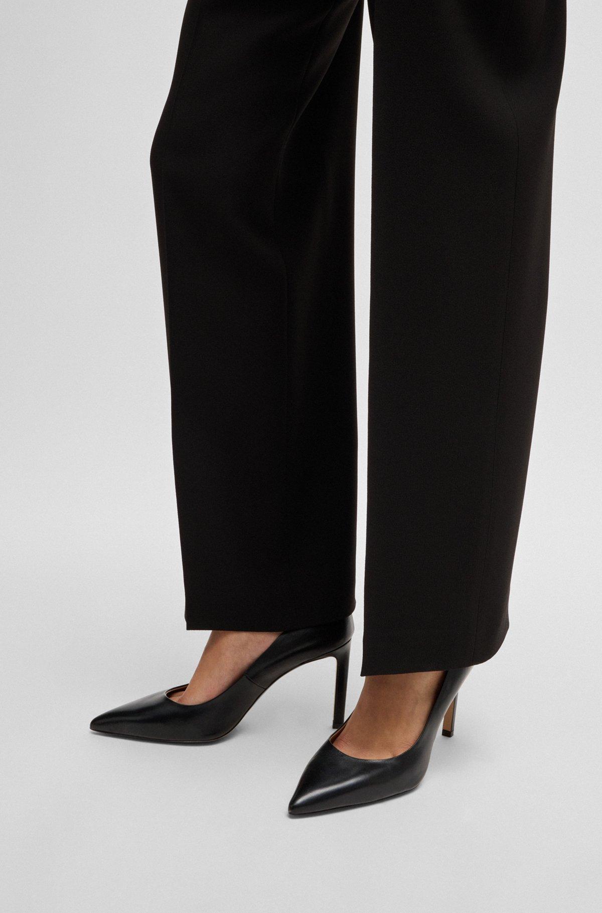 High-heeled pumps in leather with pointed toe Product Image