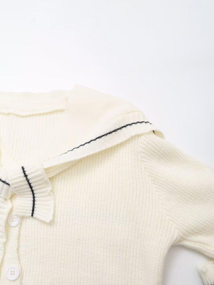 Sailor Collar Two Tone Cardigan Product Image