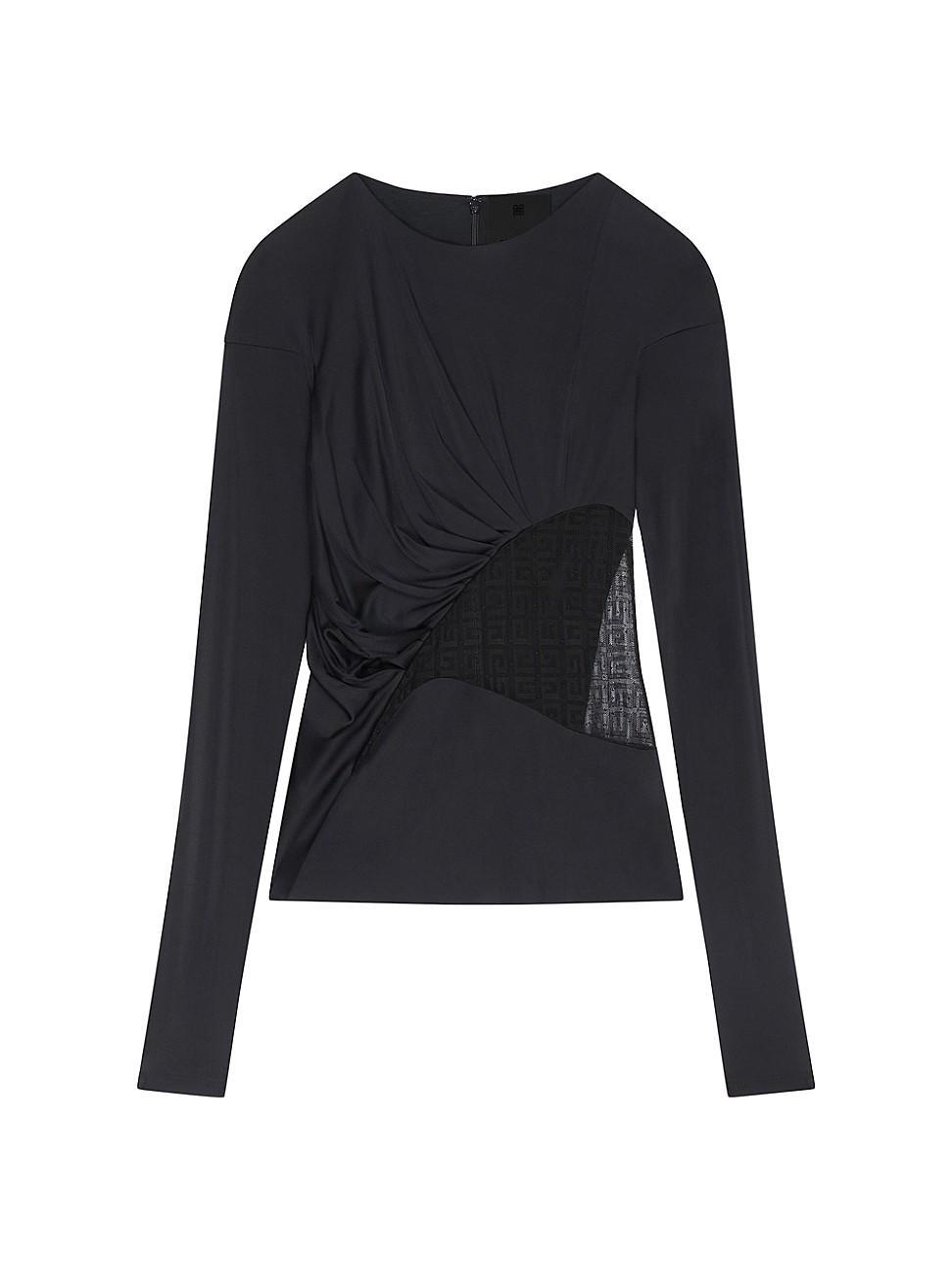 Womens Draped Top in Jersey and 4G Lace Product Image