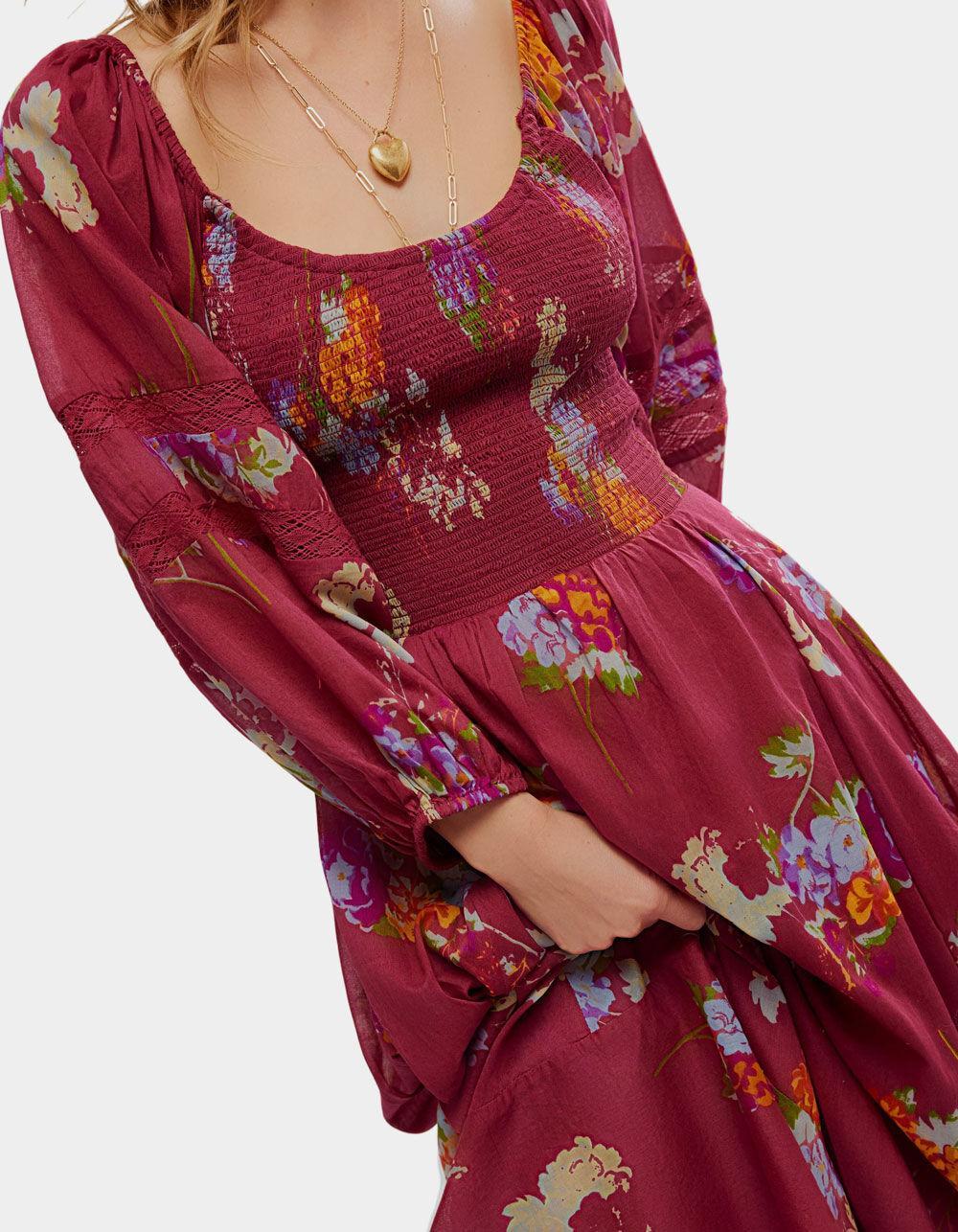 FREE PEOPLE Morning Glory Womens Maxi Dress - BURGUNDY Product Image