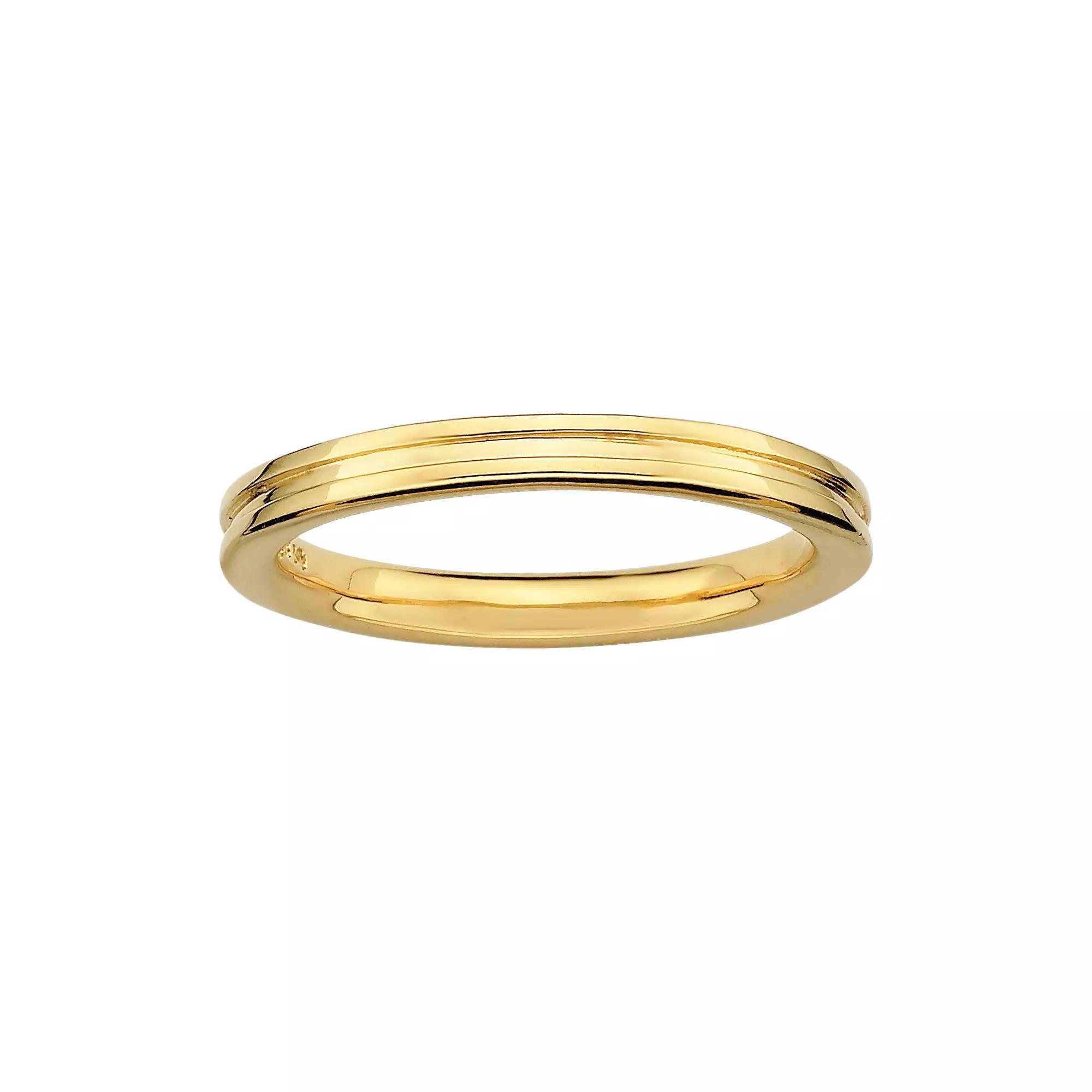 Stacks & Stones 18k Gold Over Silver Grooved Stack Ring, Women's, Size: 9 Product Image