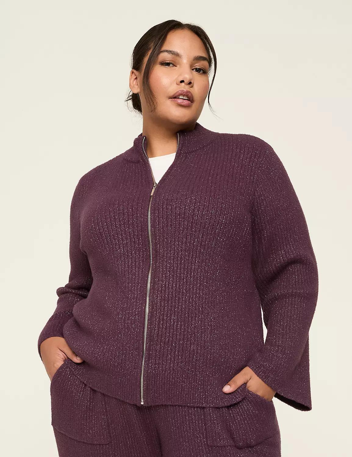 LIVI Shimmer Sweater Full-Zip Jacket Product Image