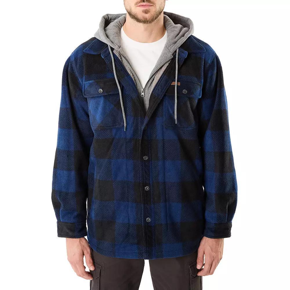 Big & Tall Smith's Workwear Sherpa-Lined Microfleece Shirt Jacket, Men's, Size: 3XB, Blue Black Product Image