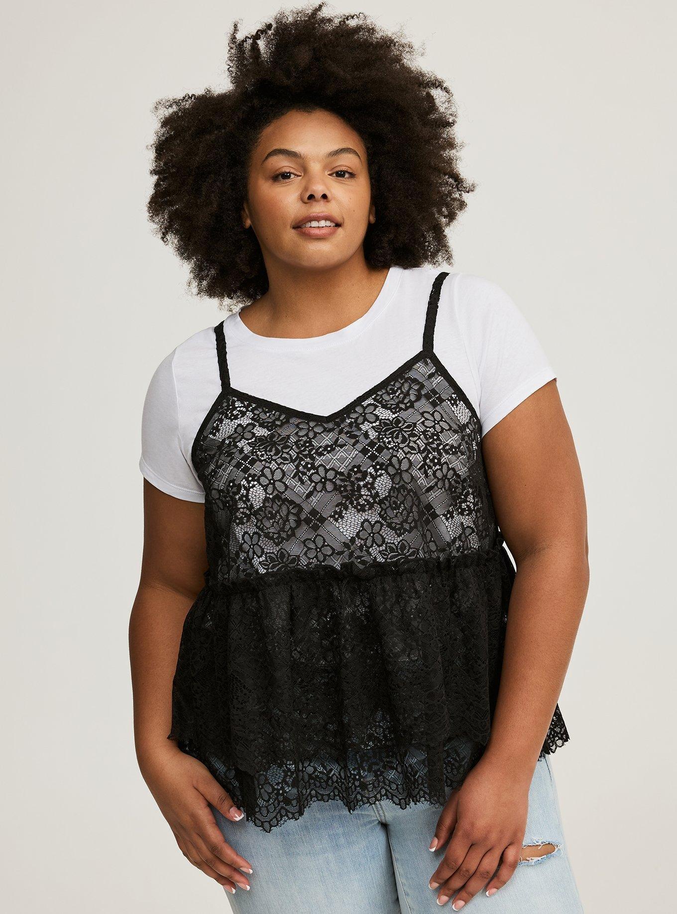 Peplum Ruffle Cami 2Fer Top  Product Image